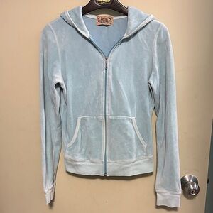 Juicy Couture Velour zip-up jacket in light blue in size medium from mid 2000’s